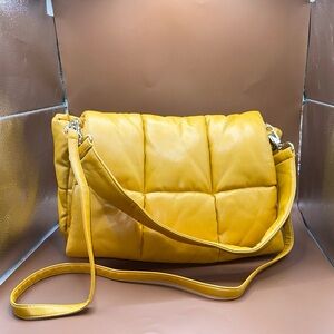 Stand Studio Wanda Vegan Leather Large Clutch Bag Mustard Yellow